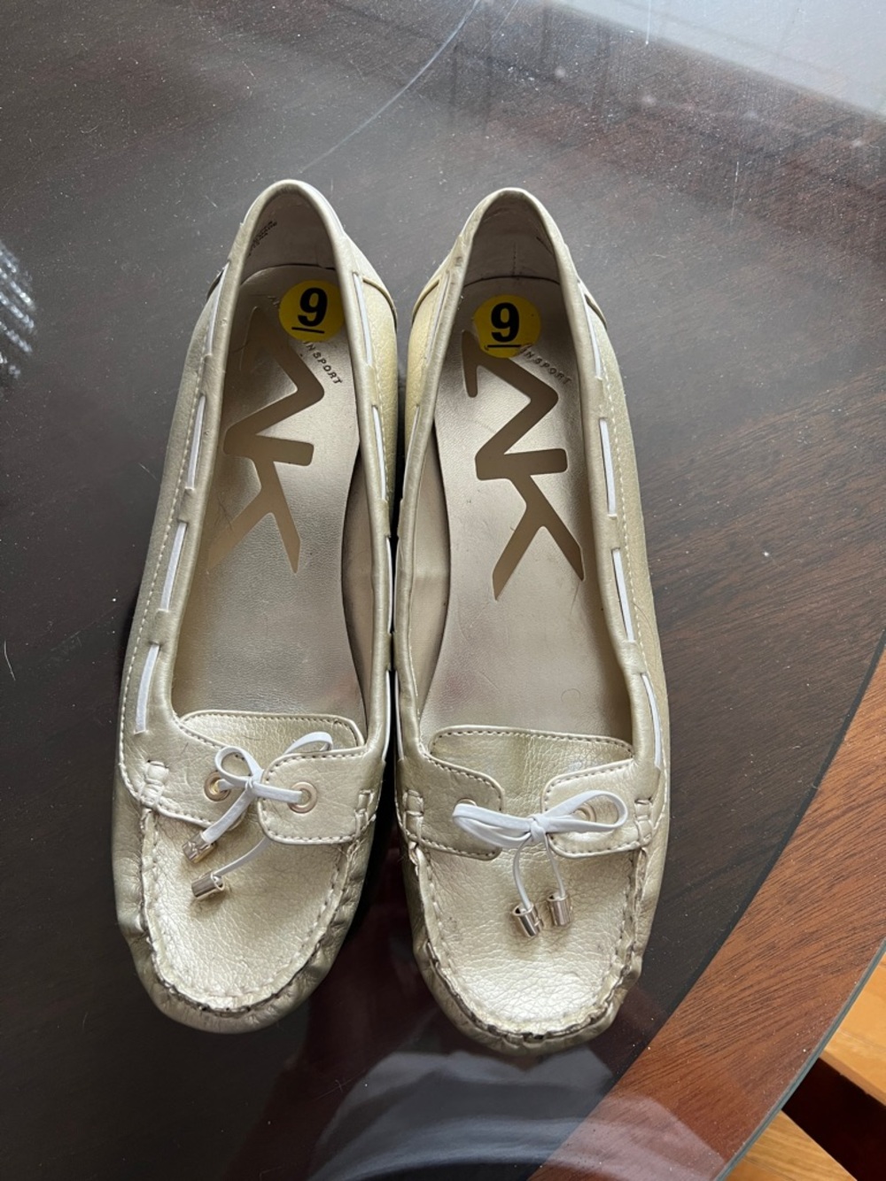 Michael Kors Champagne Metallic Moccasin Loafers